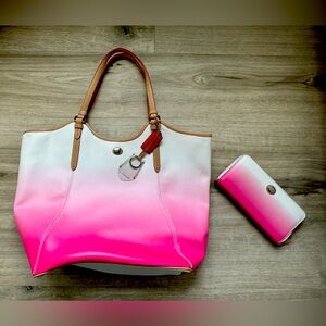 COACH Pink Ombré Tote & Wallet